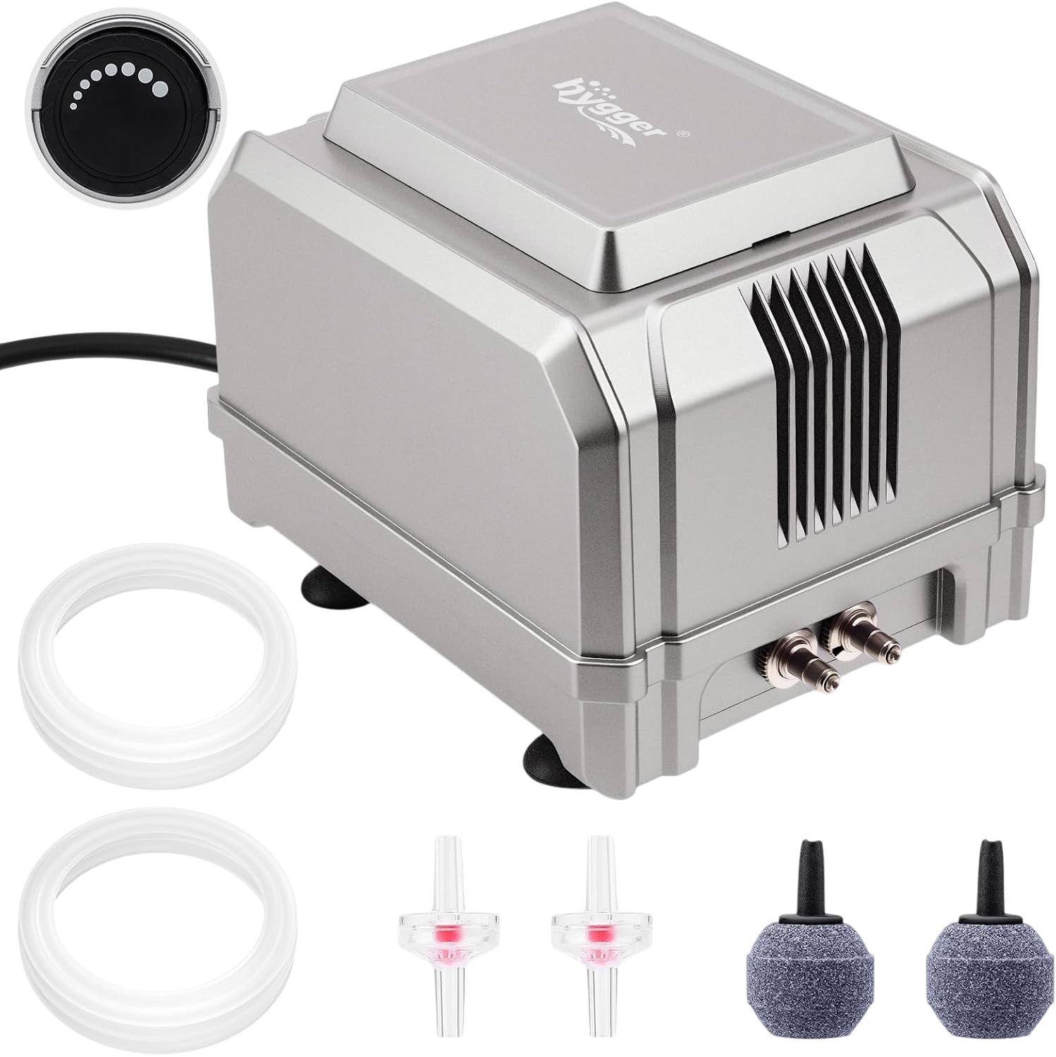 Hygger dual outlet aquarium air pump 5W for 150 gallon tank
